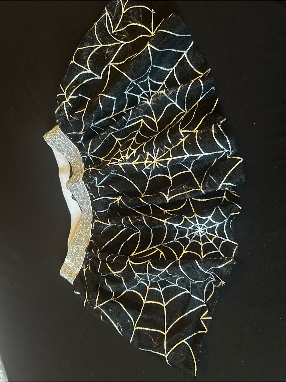 Black Spiderweb Tulle Skirt with Silver Waistband